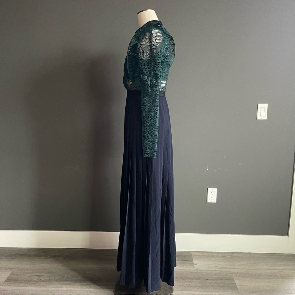 Self-Portrait Emerald Guipure Lace Maxi Dress Gown Sheer Victorian Cottagecore - Picture 3 of 8